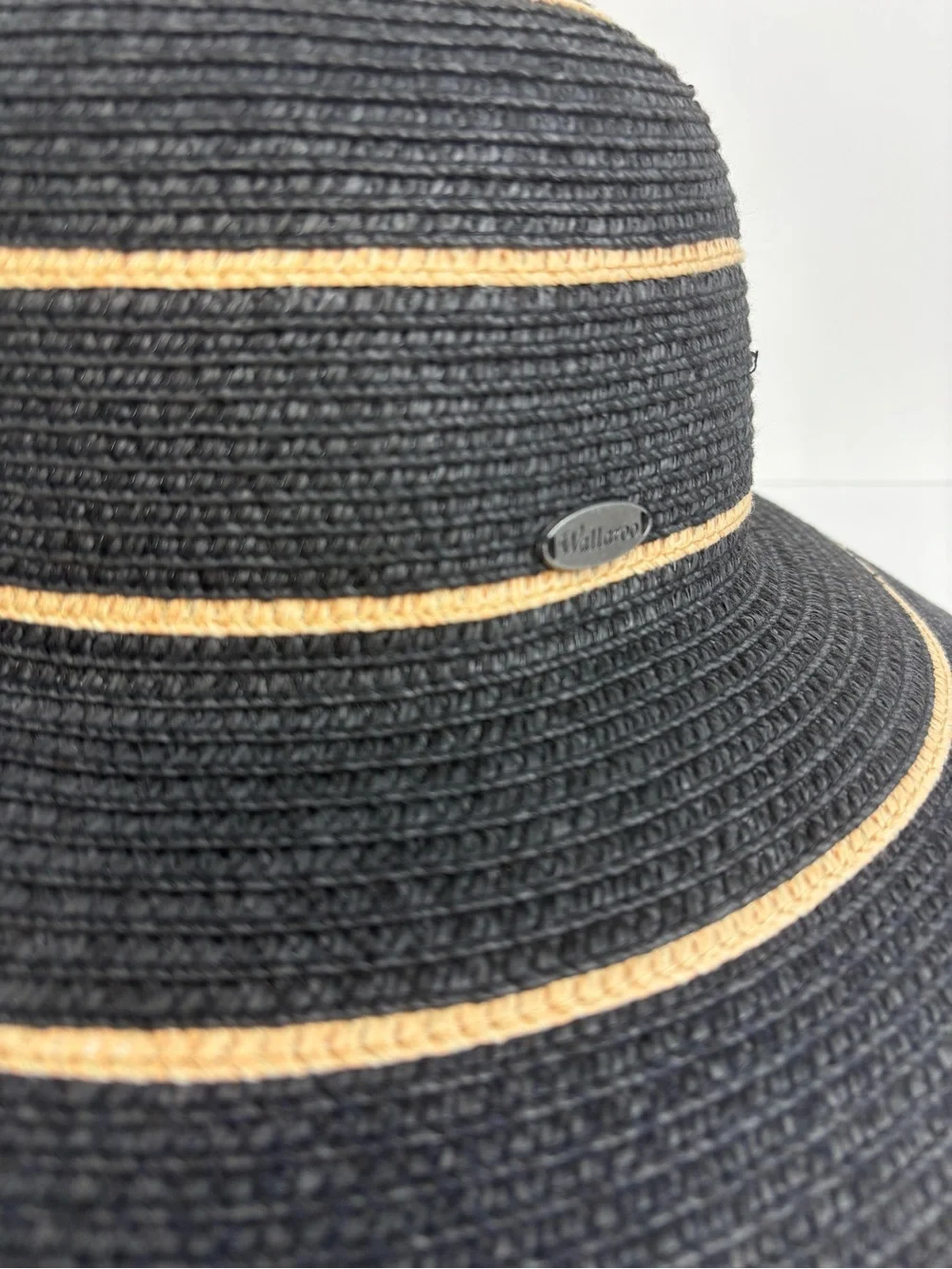Wallaroo SPF 50 Wide Brim Black & Tan Savannah Striped Packable Sun Hat